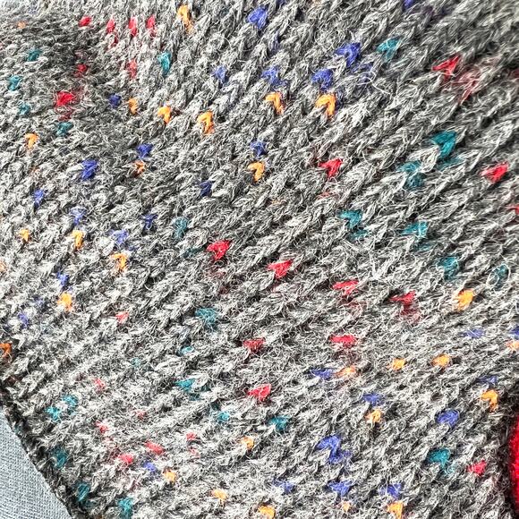 Platania Wool Neck Collar Scarf Gray Orange Red Made in Italy Lagenlook Cottage - Picture 5 of 8